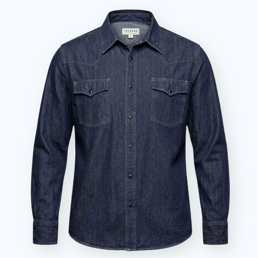 Tecovas Dark Indigo Denim Button-Down Western Shirt